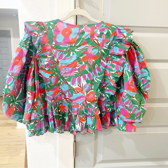 NWT Anthropologie Rhode Elodie Floral Ruffle Blouse - Picture 4 of 5